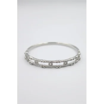 Taşlı Vip Bilezik - Gümüş