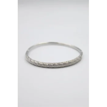 Taşlı Vip Bilezik - Gümüş