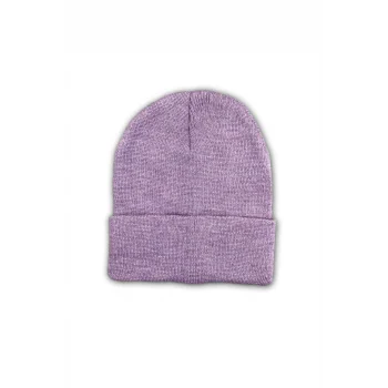 Unisex Basic Düz Katlamalı Bere Lila