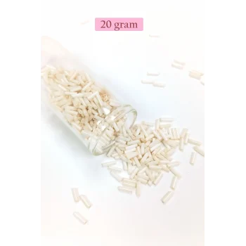 Uzun Boru Kesme Boncuk Çap 2mm Uzunluk 10 mm - 20 Gram - Açık Krem - BNC259