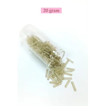 Uzun Boru Kesme Boncuk Çap 2mm Uzunluk 10 mm - 20 Gram - Şeffaf Bej - BNC237