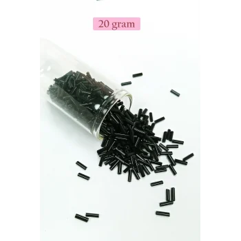 Uzun Boru Kesme Boncuk Çap 2mm Uzunluk 10 mm - 20 Gram - Siyah - BNC241