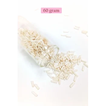 Uzun Boru Kesme Boncuk Çap 2mm Uzunluk 10 mm - 60 Gram - Açık Krem - BNC298