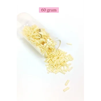 Uzun Boru Kesme Boncuk Çap 2mm Uzunluk 10 mm - 60 Gram - Krem - BNC273