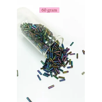 Uzun Boru Kesme Boncuk Çap 2mm Uzunluk 10 mm - 60 Gram - Mavi Yeşil - BNC269
