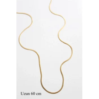 Uzun İnce İtalyan Zincir Kolye (60 cm) - Altın
