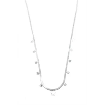Yıldız Ezme Zincir Kolye - 45cm - Gümüş