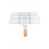 Ahşap Saplı Mangal Izgarası Galvanizli Paslanmaz Kafes Demir 32 x 42 cm