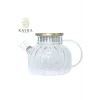 Çelik Kapaklı Borosilikat Dilimli Model Süzgeçli Cam Demlik Bitki Çayları 1000 Ml Royaleks-CM-2001