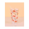 Desenli Plastik Pipetli Bardak 16 Cm 1 Adet Royaleks-ENF-040