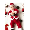 Erkek Çocuk Noel Baba Yılbaşı Kostümü Şapkalı Kemerli Bebek Kostümü