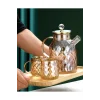 Kabartmalı Bambu Kapaklı Borosilikat Cam Demlik 1500ml Royaleks-CM-2005