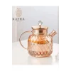 Kabartmalı Borosilikat Cam Demlik 1000ML Royaleks-CM-2006