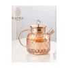 Kabartmalı Borosilikat Cam Demlik 1000ml Royaleks-CM-2006