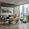 Mey İthalat® 100x35 cm Dev Boy hello. Yazılı Kırılmaz Pleksi Ayna - Premium Ofis ve Villa Antre Dekoru