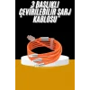 Mey İthalat® 120W 3 İn 1 Uyumlu Silikon Şarj Kablosu Hızlı Şarj Kablosu