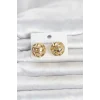 Mey İthalat® 316L Çelik Gold Renk Desenli Top Model Kadın Küpe