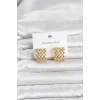 Mey İthalat® 316L Çelik Gold Renk Motif Desenli Halka Kadın Küpe