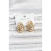 Mey İthalat® 316L Çelik Gold Renk Motifli Damla Kadın Küpe