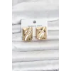 Mey İthalat® 316L Çelik Gold Renk Plaka Model Kadın Küpe