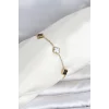 Mey İthalat® 316L Çelik Gold Renk Siyah Beyaz Baby Yonca Model Kadın Bileklik