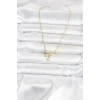 Mey İthalat® 316L Çelik Zincir Gold Renk Fiyonk Model Kadın Kolye