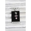 Mey İthalat® 316L Cerrahi Çelik Pembe Zirkon Taşlı Kanat Model Göbek Piercing
