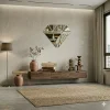 Mey İthalat® 40x40 cm Elmas Formlu Kırılmaz Pleksi Ayna - Geometrik Duvar Dekoru