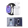 Mey İthalat® Akıllı Saat Gümüş Kasa Bluetooth Kulaklık Hediyeli Çok Fonksiyonlu İkili Set