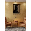 Mey İthalat® Atatürk Line Art Metal Görünümlü Ahşap Tablo - Modern Ofis ve Ev Dekoru