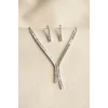Mey İthalat® Baget Zirkon Taşlı Su Yolu Kolye ve Küpe Set