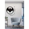 Mey İthalat® Batman Yarasa Logolu Ahşap Duvar Saati - 40x40 cm Dekoratif DC Temalı