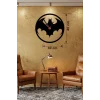 Mey İthalat® Batman Yarasa Logolu Ahşap Duvar Saati - 40x40 cm Dekoratif DC Temalı