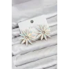 Mey İthalat® Beyaz Renk Kristal Taşlı Lotus Model Kadın Küpe