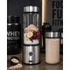 Mey İthalat® Çift Hazneli Cam Blender USB Şarjlı Smoothie ve Buz Kırıcı Blender