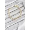 Mey İthalat® CM Ataş Zincir Model Gold Renk Pirinç Kadın Bileklik