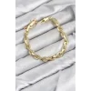 Mey İthalat® CM Kalın Zincir Model Gold Renk Pirinç Kadın Bileklik