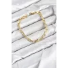 Mey İthalat® CM Kare Halka Model Gold Renk Pirinç Kadın Bileklik