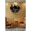 Mey İthalat® Dallarda Kuşlar Tasarım Ahşap Duvar Saati - 40x40 cm Dekoratif Saat