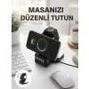 Mey İthalat® Dijital Saatli Kablosuz Şarj İstasyonu – 3’ü 1 Arada Apple Uyumlu Hızlı Şarj ve LED Ekran Yeni Nesil