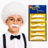 Mey İthalat® Einstein Beyaz Peruk ve 6'lı Bıyık Seti – Bilim Adamı Kostüm Aksesuarı
