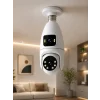 Mey İthalat® Gece Görüşlü Çift Lens Wi-Fi Ampul Kamera Mobil Takip Destekli
