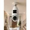 Mey İthalat® Gece Görüşlü Çift Lens Wi-Fi Ampul Kamera Mobil Takip Destekli