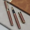 Mey İthalat®  Gold İşlemeli Kahverengi Metal Roller Kalem