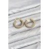 Mey İthalat® Gold Renk Full Zirkon Taşlı Halka Kadın Küpe