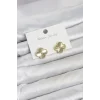 Mey İthalat® Gold Renk Pirinç Yonca Model Kadın Küpe