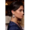 Mey İthalat® Gümüş Renk Zirkon Taşlı Kare Model Kadın Abiye Küpe