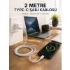 Mey İthalat® Hızlı Şarj Destekli 2 Metre Type-C Kablo