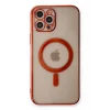 Mey İthalat®   iPhone 12 Pro Kılıf Magneticsafe Lazer Silikon - Kırmızı