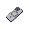 Mey İthalat®   iPhone 14 Kılıf Joke Simli Magneticsafe Kılıf - Lacivert